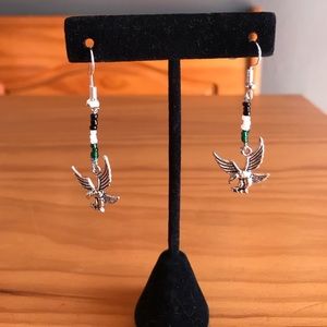 Silver Eagle Short Dangle Earrings